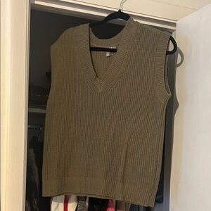 Marled Olive V-Neck Sweater Vest
